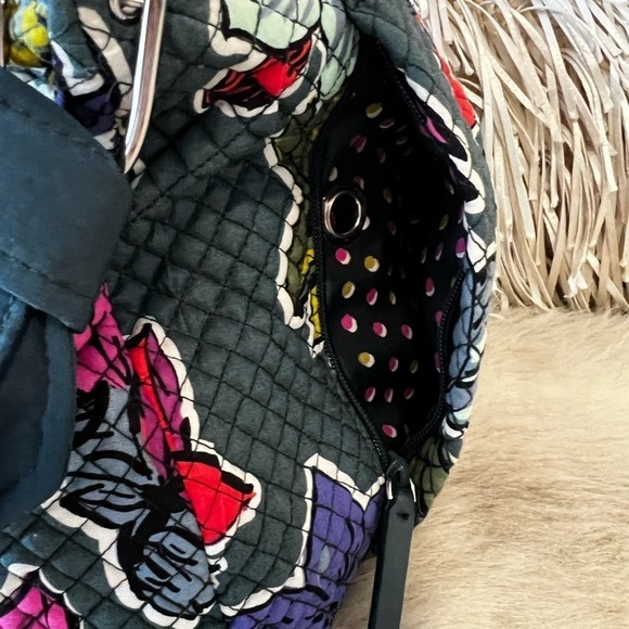 VERA BRADLEY Falling Flowers HADLEY Bag Crossbody Satchel Tech Green Pink 2017 - Picture 6 of 14